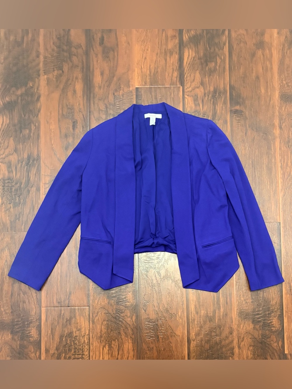 Chico’s Cobalt Blue Open Front Blazer Jacket Size 1
